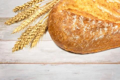 Rustic composition of fresh bread Stock Photos