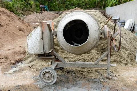 Rustic Concrete Mixer Scene. Stock Photos