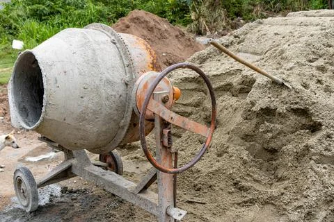 Rustic Concrete Mixer Scene. Stock Photos
