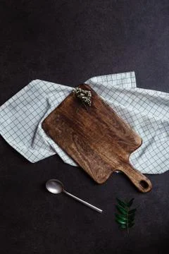 Rustic cooking table top without food Stock Photos