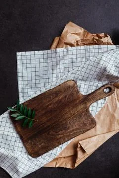 Rustic cooking table top without food Stock Photos