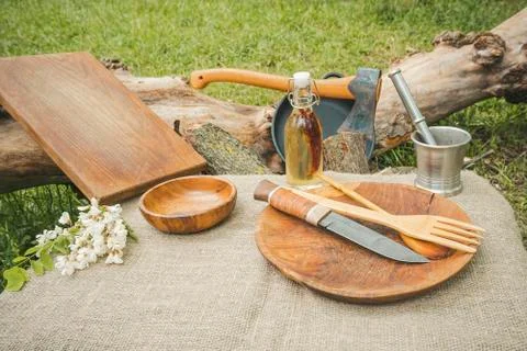 Rustic cooking utensils. Stock Photos
