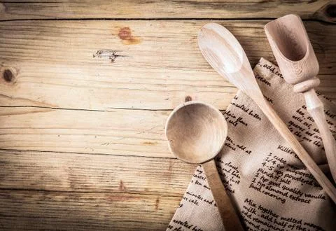 Rustic cooking utensils with a recipe Stock Photos