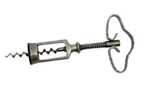 Rustic Corkscrew with Clipping Path Isolated on a White Background 스톡 사진
