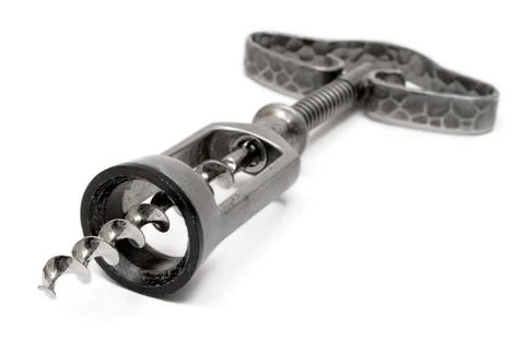 Rustic Corkscrew Isolated on a White Background 스톡 사진