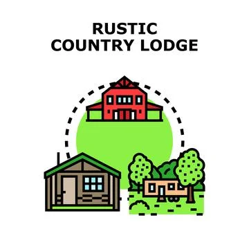 Rustic country lodge vector concept illustration 스톡 일러스트