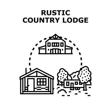 Rustic country lodge vector concept illustration 스톡 일러스트