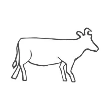 Rustic cow silhouette vector isolated on white background, barbeque design Stock Illustration