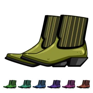 Rustic cowboy boots cartoon vector graphic Stock Illustration