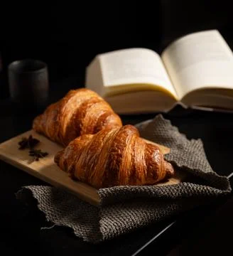 Rustic Croissant with Airy Layers Stock Photos