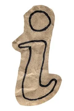 Rustic crumpled paper lowercase letter i outlined with marker Stock Photos