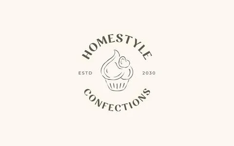 Rustic Cupcake Confectionery Logo Vector Template For Pastry Shop Stock Illustration