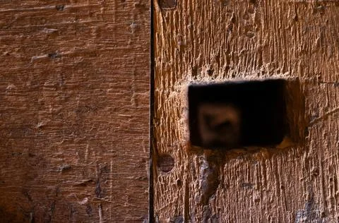 Rustic dark wood background, with cracks from tools and the passage of time. Stock Photos