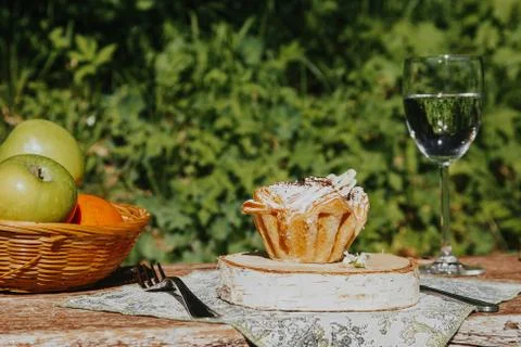 Rustic decor. Forest trees on the background. Stock Photos