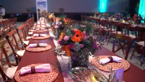 Rustic decorated table Stock Footage 259690716