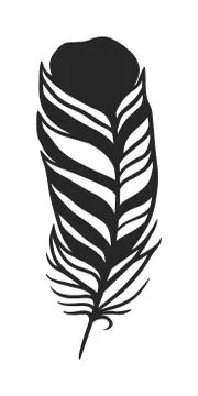 Rustic decorative black feather doodle vintage art graphic vector Stockillustratie