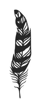 Rustic decorative black feather doodle vintage art graphic vector イラスト素材