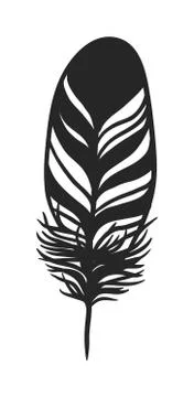 Rustic decorative black feather doodle vintage art graphic vector Stockillustratie