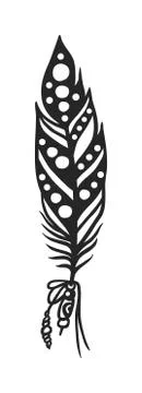 Rustic decorative black feather doodle vintage art graphic vector イラスト素材