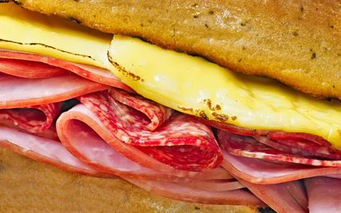 Rustic deli cold cuts sandwich Stock Photos