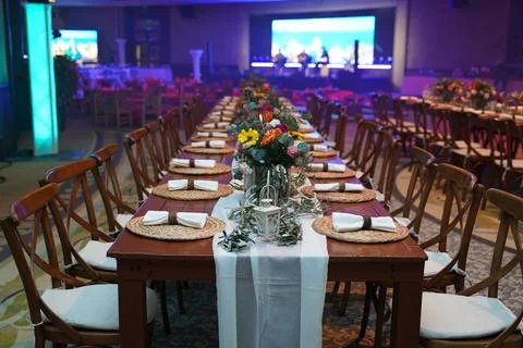 Rustic deocrated tables Stock Photos