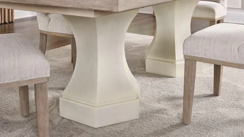 Rustic Dining Table Base in Professionally Staged Dining Room Stock Footage 340402458