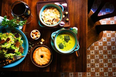 Rustic dinner set Stock Photos