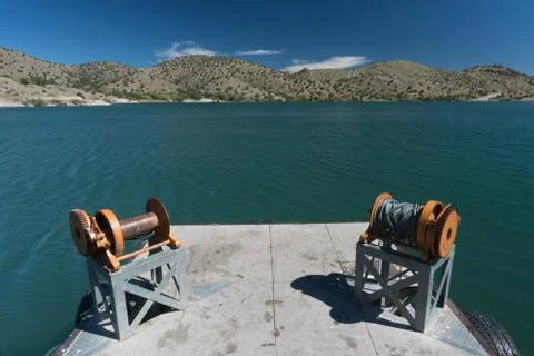 The rustic dock view at Bill Evans lake, New Mexico. Stock Photos