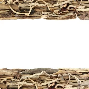 Rustic Driftwood Art Decorative Background Border Foto stock