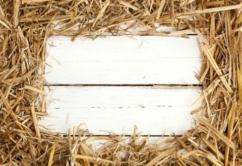 Rustic dry straw frame Stock Photos