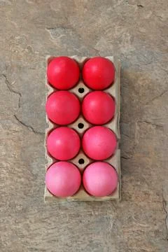 Rustic Easter Eggs Packing Red Color Gradient Stock Photos