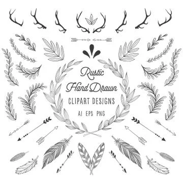 Rustic Elements Set Illustrazione stock