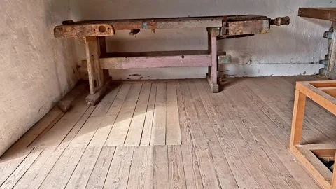 Rustic Empty Room With Old Wooden Bench and Wooden Floor Vídeo Stock 335977802