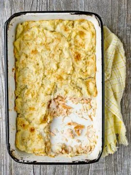 Rustic english fish pie Stock Photos