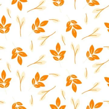 Rustic fall orange leaves seamless pattern. Stock Illustration