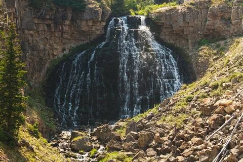 Rustic Falls Cascading Waterfall in Nature's Beauty Stock Photos