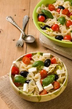 Rustic farfalle salad Stock Photos