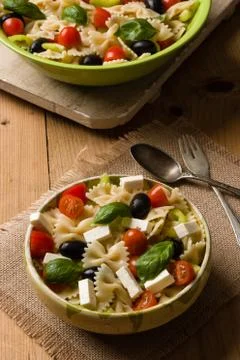 Rustic farfalle salad Stock Photos
