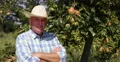 Rustic Farmer Orchard Owner Looking Proud Fruit Trees Harvest Farmland Business 4k or 4k+ Resolution