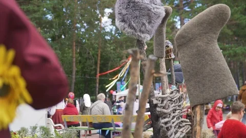 Rustic fence with things Stock Footage 95766367