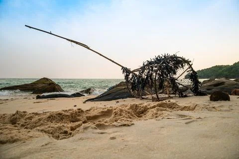 Rustic Fish Trap on a Tropical Sandy Beach in Phu Quoc Vietnam Photos