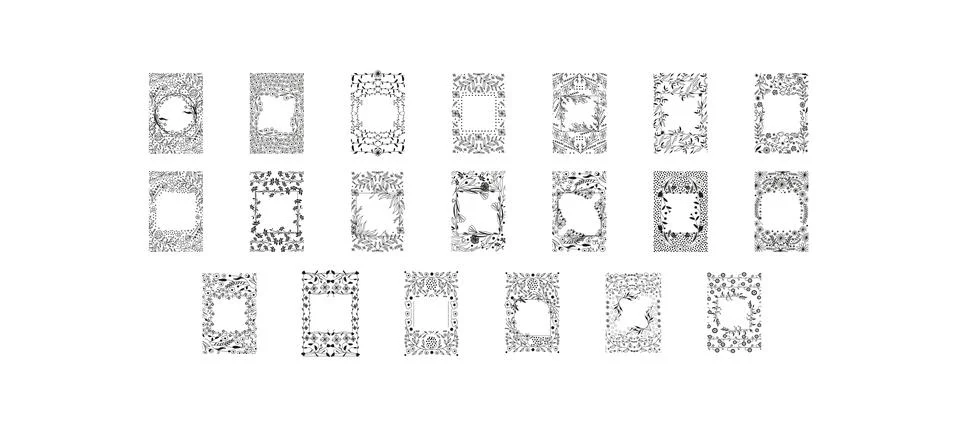 Rustic Floral Frame Set 스톡 일러스트