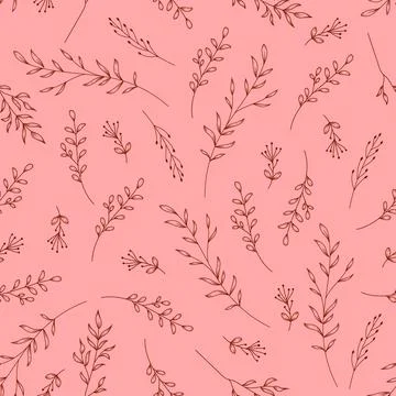 Rustic flower and leaf pink seamless pattern background for wedding decorat.. Stock Illustration