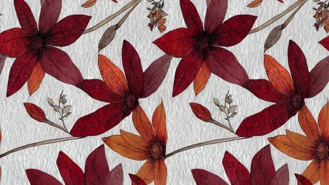 Rustic Flowers Seamless Pattern Animation Stock Footage 215443638