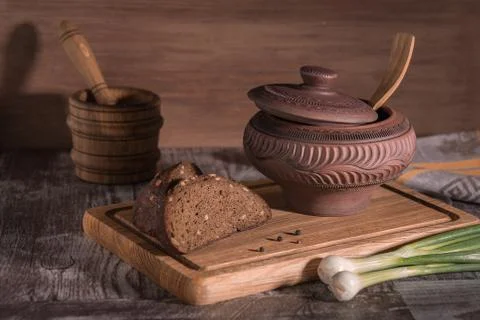 Rustic food on the table. Stock Photos