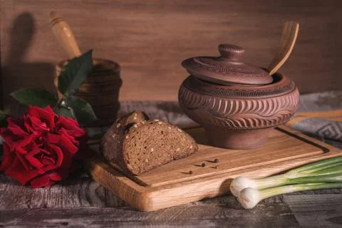 Rustic food on the table. Stock Photos