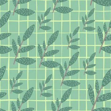 Rustic forest foliage branches seamless pattern. Botanical background. Twigs  Stockillustratie