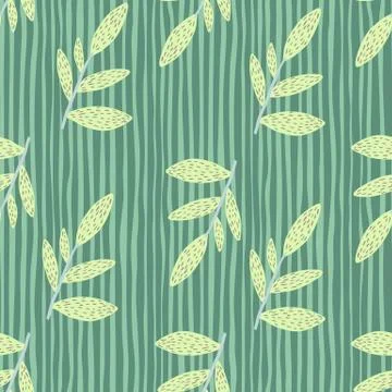 Rustic forest foliage branches seamless pattern. Creative botanical backdrop. Stock Illustration