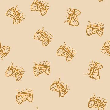 Rustic forest mobile home line seamless pattern Stockillustratie