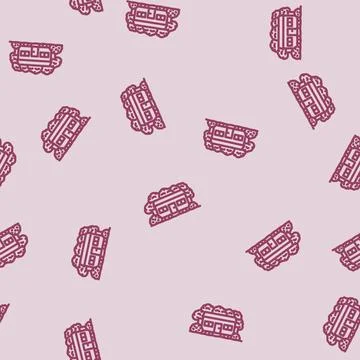 Rustic forest mobile home line vector seamless pattern Stock Illustration